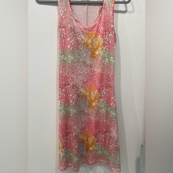 JEAN-PIERRE KLIFA Paris Tank Dress Size Medium Multicolor Coral Slinky Stretch - Picture 1 of 8